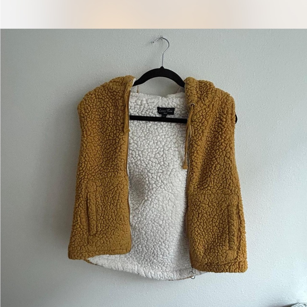 Love Tree Women's Yellow Hooded Sherpa Vest